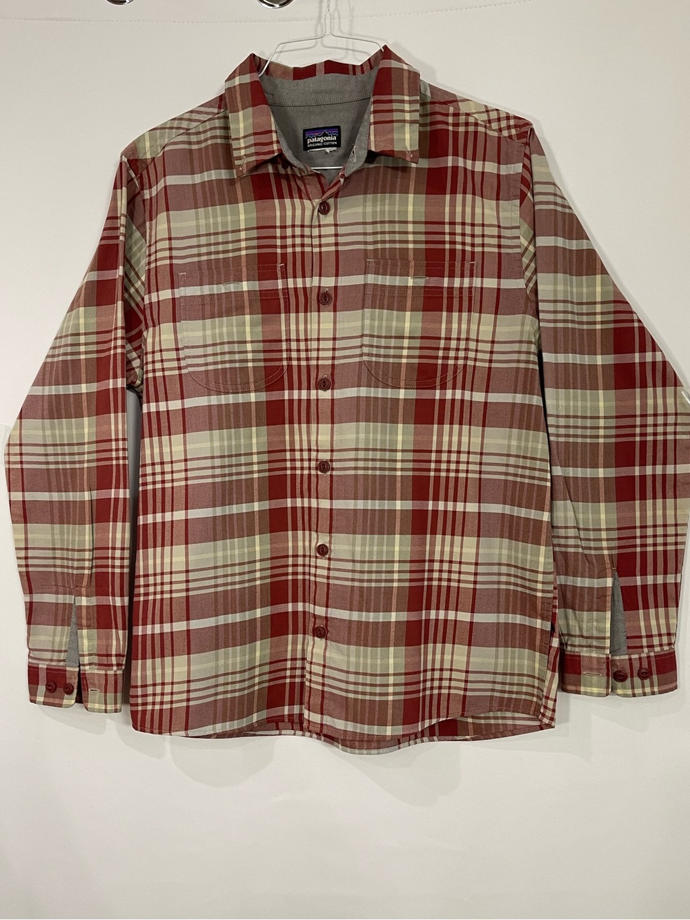 Patagonia Plaid Button-Down Shirt in Red and Cream